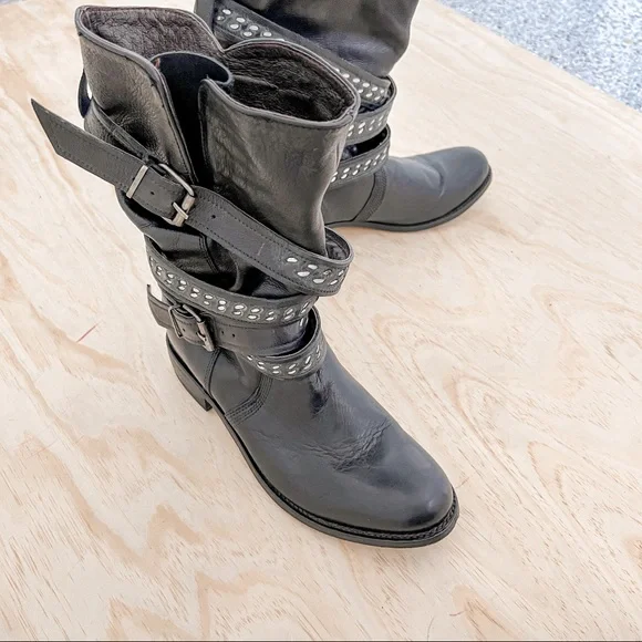 Rare style - Sendra leather boots with straps with buckle & rivets, size 7.5 - Picture 4 of 13